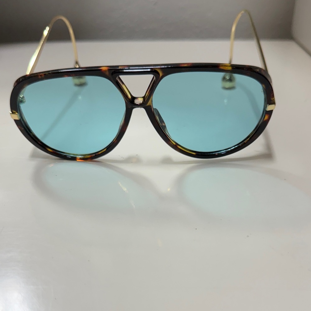 Tortoise Shell Sunglasses with Blue Lenses